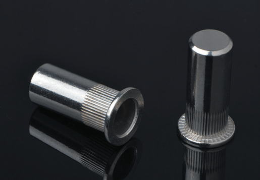 Baja stainless datar kepala knurled body rivet mur tertutup tipe
