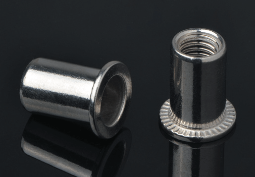 Baja stainless datar kepala bulat body polos rivet nut jenis terbuka