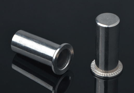 Baja stainless datar kepala bulat body polos paku keling tipe ujung tertutup